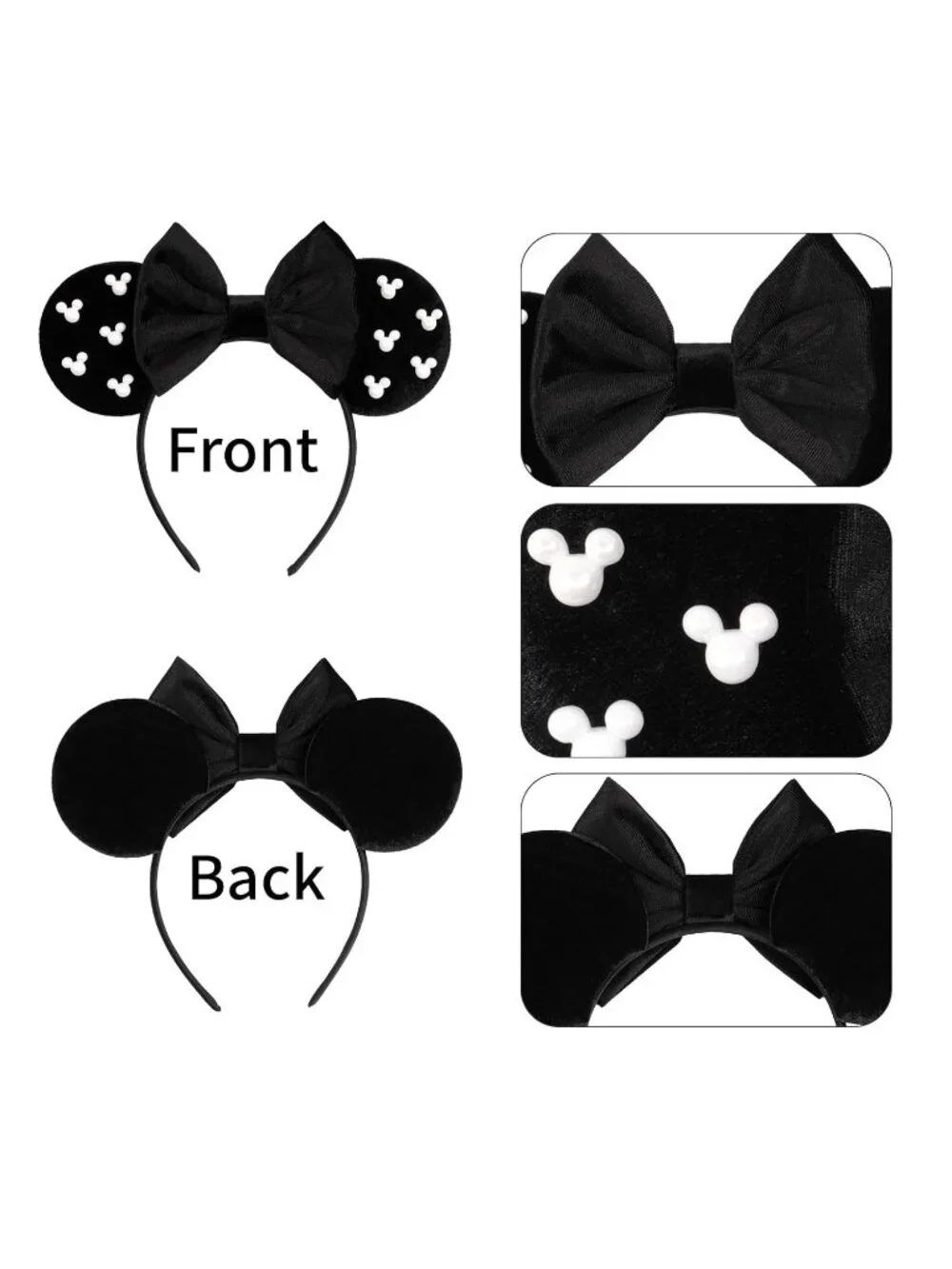 Women Midnight Black cotton Candy-Inspired Mickey Mouse Hair Headband